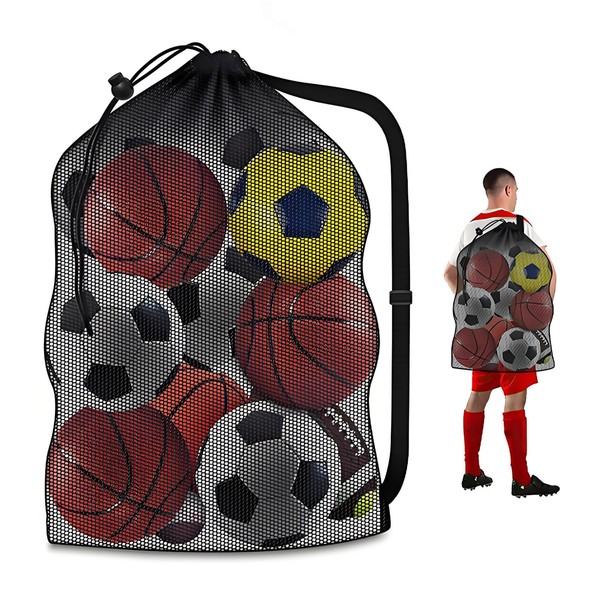 RUIFEN Large Sports Ball Bag - Breathable Mesh Basketball Football