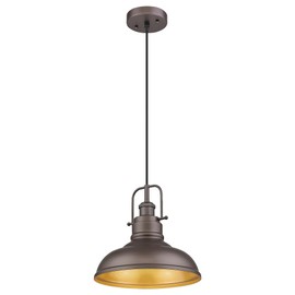 zeyu Farmhouse Pendant Light, 1-Light Industrial Hanging Light Fixture 11-inch, Oil Rubbed Bronze Finish, 016-1 ORB