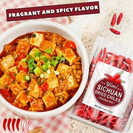 Yimi Dried Chili Peppers 6 Pack Bundle - Arbol, Guajillo, Thai, Sichuan Medium Hot, Sichuan Super Hot, Guizhou, Super Pack of Dry Whole Pepper Chiles (24oz Total)