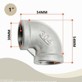 Bwintech 3 Pcs 90 Degree 1" Female to 1" Female BSP Thread Stainless Steel 304 Elbow Connector Pipe Fitting for Pipe Connecting Conversion
