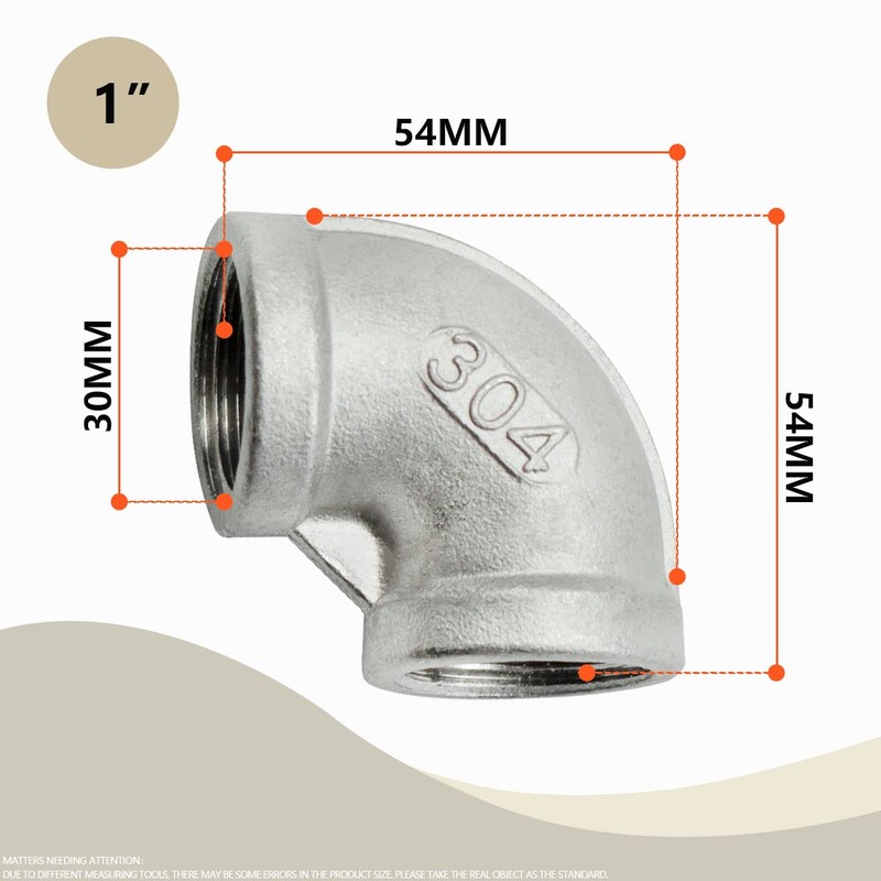 Bwintech 3 Pcs 90 Degree 1" Female to 1" Female