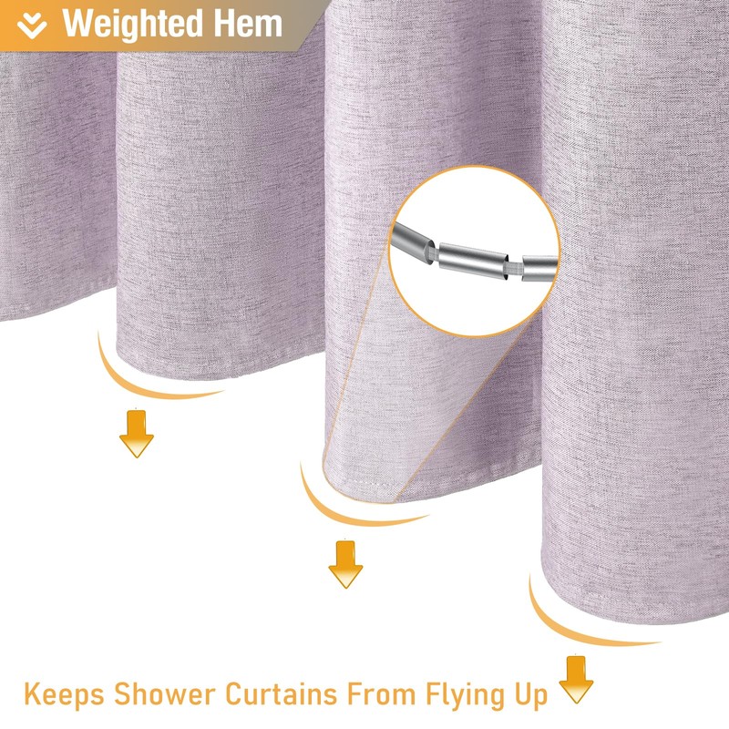 BTTN Lavender Shower Curtain - Linen Textured Heavy Duty Waterproof