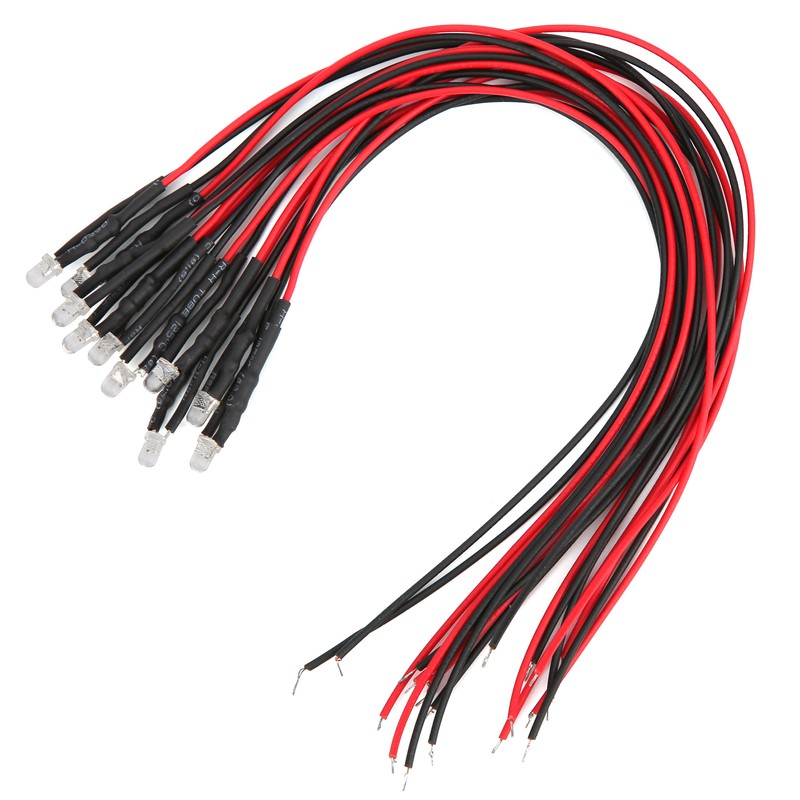 50Pcs LED Lights Emitting Diodes Pre Wired Prewired Round Head