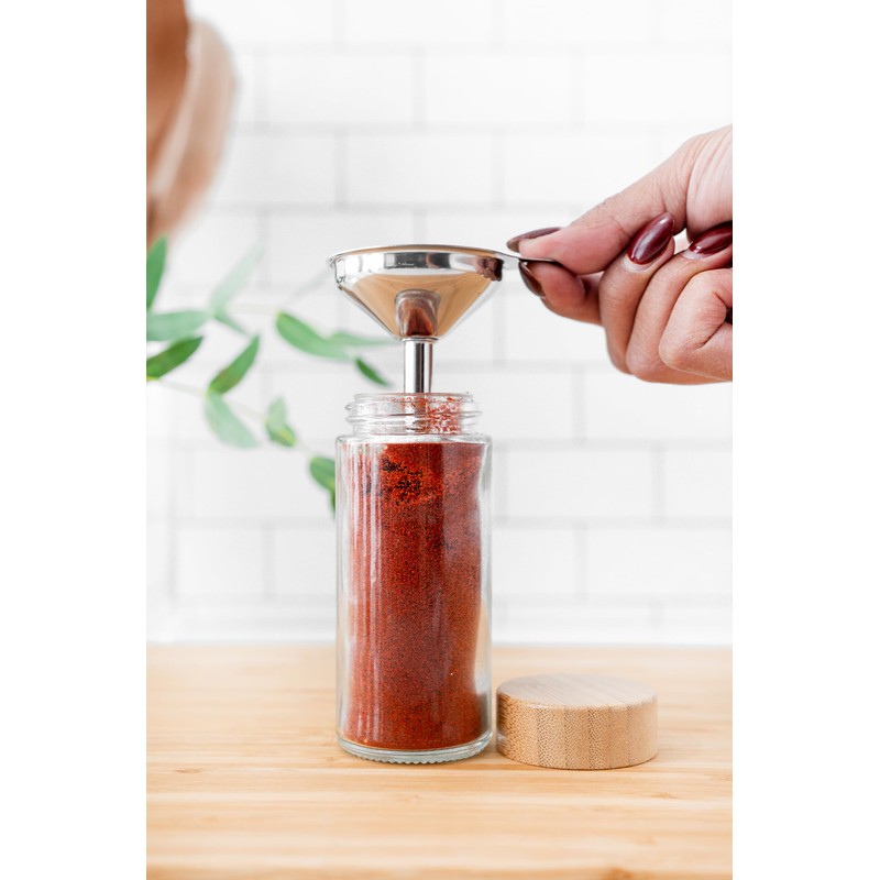 Glass Spice Jars with Label, 24PK Round Bamboo Spice Jar
