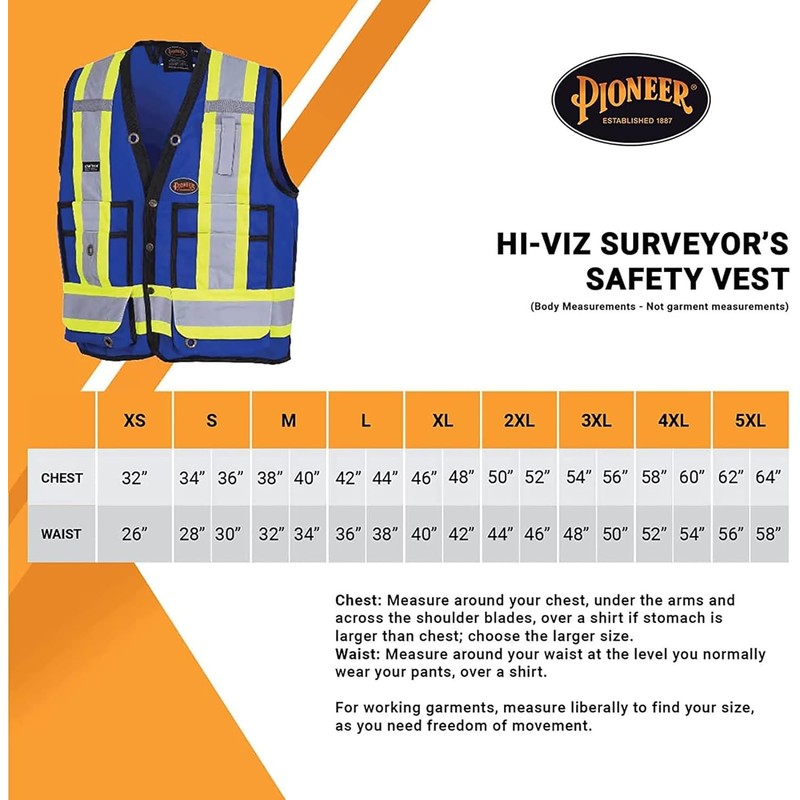 Pioneer Hi Vis Surveyor's Safety Vest - Engineer Style -