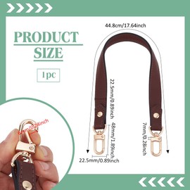 PH PandaHall 18 inches Genuine Leather Purse Strap Leather Bag Handle Replacement, Coconut Brown Short Bag Straps Replacement with Clasps for Handbag Tote Bag Underarm Bag Making