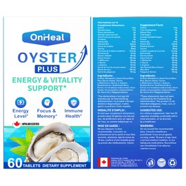 Premium Oyster Supplement - Contains Oyster Powder 100% natural oyster extract, rich in zinc and minerals, 500mg, boosts immunity and energy, Oyster Supplement for Men and Women, 60 tablets (OH-ML)
