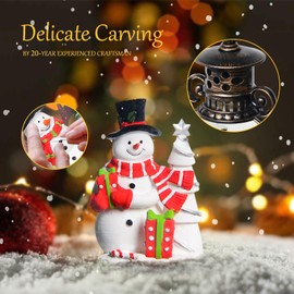 Christmas Snow Globes, Snowman Christmas Lantern with 8 Songs, 6H Timer Battery & USB Powered Glitter Music Box for Christmas Table Decorations