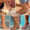 Nelytiya 6 Pcs Gold Anklets For Women Adjustable Cuban Paperclip