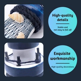 INHEMING Lighthouse, nautical maritime decoration, wooden (blue and white), pack of 2