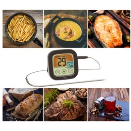TFA Dostmann Digitales Grill- und Bratenthermometer, 14.1509.01, BBQ Thermometer, zum Grillen & im Backofen, mit farbigem Touchdisplay, Kunststoff, schwarz, (L) 72 x (B) 25 (49) x (H) 72 mm