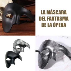 Pack de 2 Antifaces de Fiesta para Carnaval y Cosplay - Máscaras Negra y Plata para Adultos