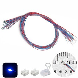 ZZHOB 25PCS Pre-Wired 0805 SMD LEDs(Light Mode: Continuous Blue Light) Micro LED Light Emitting Diode + Connector & Battery Holder (Blue, 25pcs)