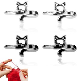Siqian 4PCS Knitting Crochet Loop Rings, Adjustable Tension Rings for Fingers, Braided Knitting Thimbles for Faster Crocheting