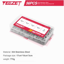 YEEZET Pack of 56 M8 flange bolts and flange nuts assortment kit made of 304 stainless steel