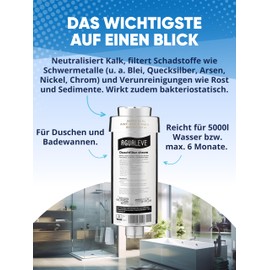 AGUALEVE AGUALEVE? Duschfilter - Wasserfilter Dusche | in chrom |gegen Kalk, Schwermetalle, Chlor, Schmutz, wirkt bakteriostatisch | sch?nere Haut & Haare | Markenqualit?t Made in EU