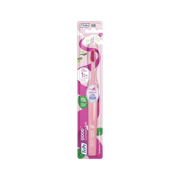 TePe Compact Soft Toothbrush in Pink Color with Colaboration with Alma Zois, 1pc