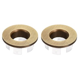 uxcell Sink Trim Overflow Cover, 2Pcs Sink Overflow Rings Bathroom Kitchen Basin Drain Cover Hole Insert in Round Caps, Bronze