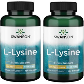 Swanson Amino Acid Free-Form L-Lysine 500 Milligrams 100 Capsules (2 Pack)