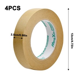 Wisebom 4 Rolls Paper Tape 25mm x 50m Recyclable Kraft Packing Tape Reinforced Kraft Paper Packing Tape for Moving Painting Work Decoration