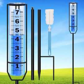 RYOEIKT Rain Gauge Upgraded, 7" Freeze Proof Thickened Rain Gauge Outdoor Best Rated, Large Clear Numbers and Adjustable Height Rain Measuring Tool for Garden, Yard, Lawn, Patio, and Farm Use