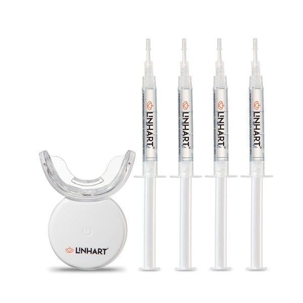 LINHART Teeth Whitening Kit with LED Light - Tooth Whitener Gel, Dental Whitening Gel Syringes with 35% Carbamide Peroxide and 16-Led Whitening Light - No Sensitivity, Whitens Teeth