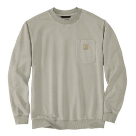 Carhartt Men's Relaxed Fit Midweight Garment Dye French Terry Crewneck Pocket Sweatshirt, Greige, X-Large