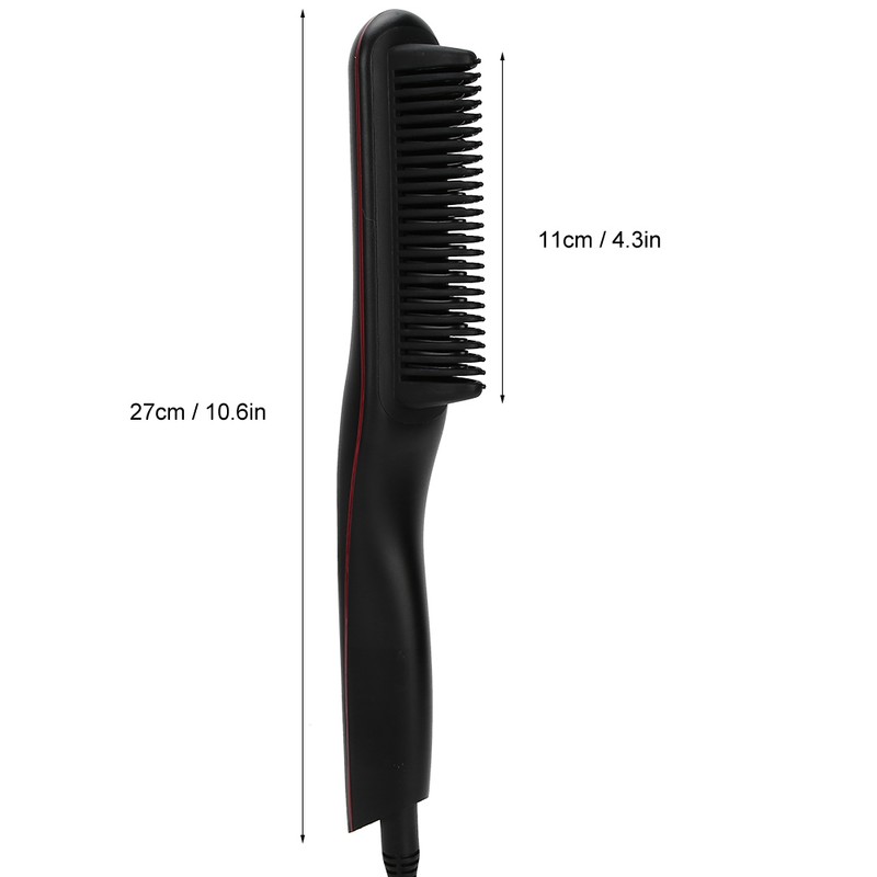 Electric Hair Straightener Comb Anti Scald Beard Straightener Brush (Black