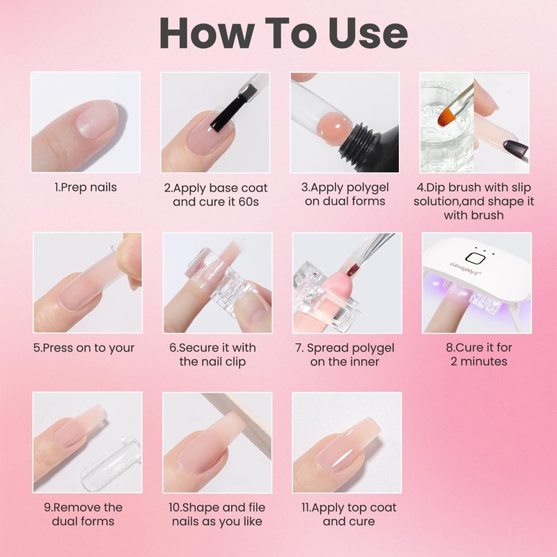 Poly Gel Nail kit for Toes and Finger with UV