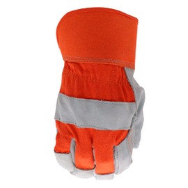 Boss Men's Guard Heavy Duty Work Gloves with Double Leather Cowhide Palm, Abrasion Resistant, High Durability, Canvas Backing, Extended Safety Cuff, Orange, Gray, X-Large (B71031-XL)