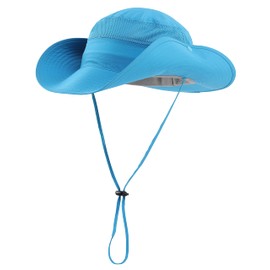 Connectyle - Sombrero de Malla para Exteriores con protección Solar UV de ala Ancha, Sombrero de Pesca y Senderismo, Azul-Cielo, Large-X-Large