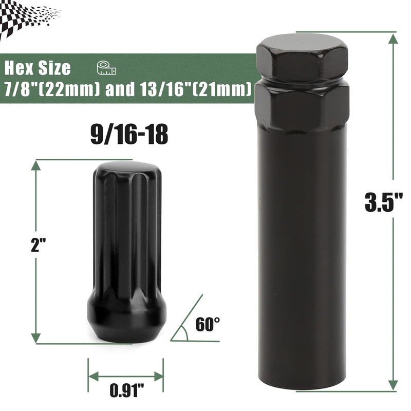 glorider 9/16-18 Spline Lug Nut 32pcs for Dodge 2500 3500