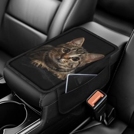 Dreaweet Car Armrest Cover Pad Soft Center Console Cover Black Cat Car Accessories for Women Interior Cute,Universal Arm Rest Cover for Car Truck SUV Sedan