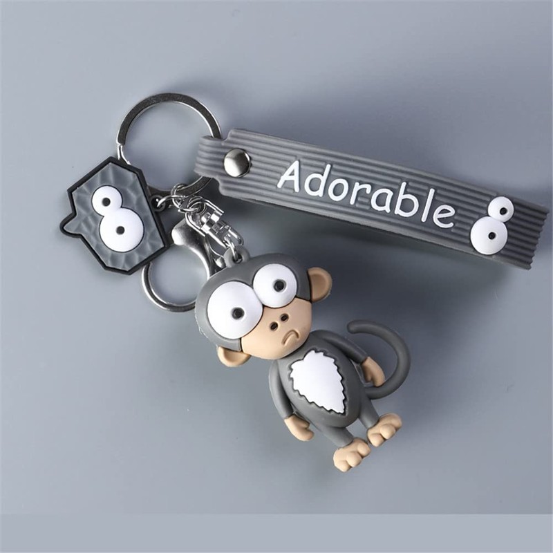KUPOOL Cute Big Eyes Monkey Keychain Creative Cartoon Animal Key