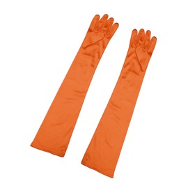 Allegra K Women's Long Gloves 1920S Evening Party Full Finger Mittens Elegant Opera Glove Shiny Orange One Size