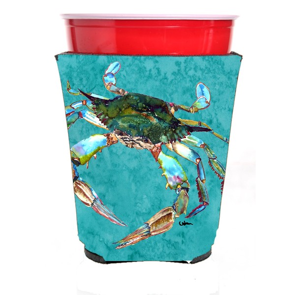 Caroline's Treasures 8657RSC Crab on Teal Red Solo Cup Beverage Insulator Hugger, Red Solo Cup, Multicolor