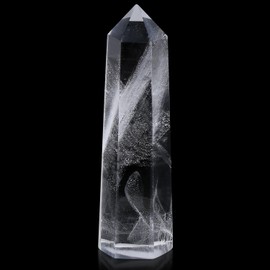 QINJIEJIE Large Rock Crystal Crystals Tower 4 Inch Healing Stone Crystal Stone Towers 1 Piece Clear Quartz Hexagonal Point Rods Gemstones for Wicca Crystal Grid Reiki Meditation 9-10 cm