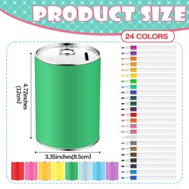 Tandefio 16 Pcs DIY Coin Piggy Bank Metal Money Piggy Bank Saving Box Operation with 24 Acrylic Paint Markers Craft for Creative Gift Boys Girls Birthday Party Supplies (Multicolor)