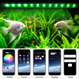 LED Aquarium Light with App Timer, Smart Dynamic Lighting Landscape for 11-15 Inch Fish Tank, 7/24 Auto On/Off, RGBW Full Spectrum Aquarium Lighting