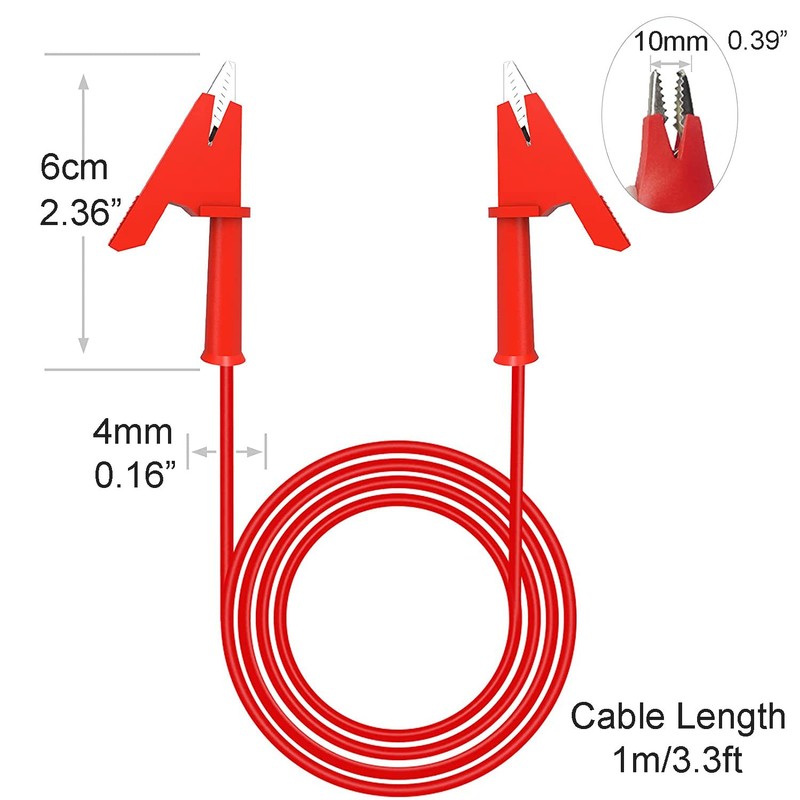 Greluma Pack of 5 Crocodile Clip Test Leads, Double-Sided Crocodile