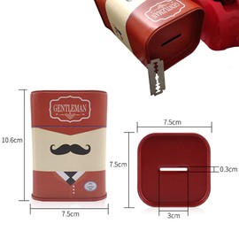 DHinkyoung Razor Blade Bank, Gentleman Style Shaver Disposal Case with Red Beard Pattern, Safe Razor Blade Disposal Case Detachable Salon Razor Slice Recycling Container Box for Barber Shop and Salon