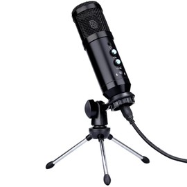 SUPVOX 1set Professional USB Condenser Microphone Tripod Stand and Gain Control for Gaming Streaming and Podcasts Design and Excellent Noise Reduction