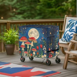 Goncariar Patio Cooler Cart Cover Moon Mushroom Waterproof Ice Chest Cart Cover Fits 65-80 Quart Patio Party Ice Chest Rolling Cooler Heavy Duty Decorative Protector