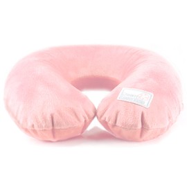 Inflatable Travel Neck Pillow, U-Shape with Washable Soft Cover (Pink)