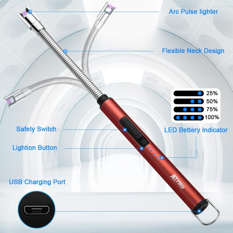 JETPRO Candle Lighters USB Rechargeable Arc Electric Lighter with 360°