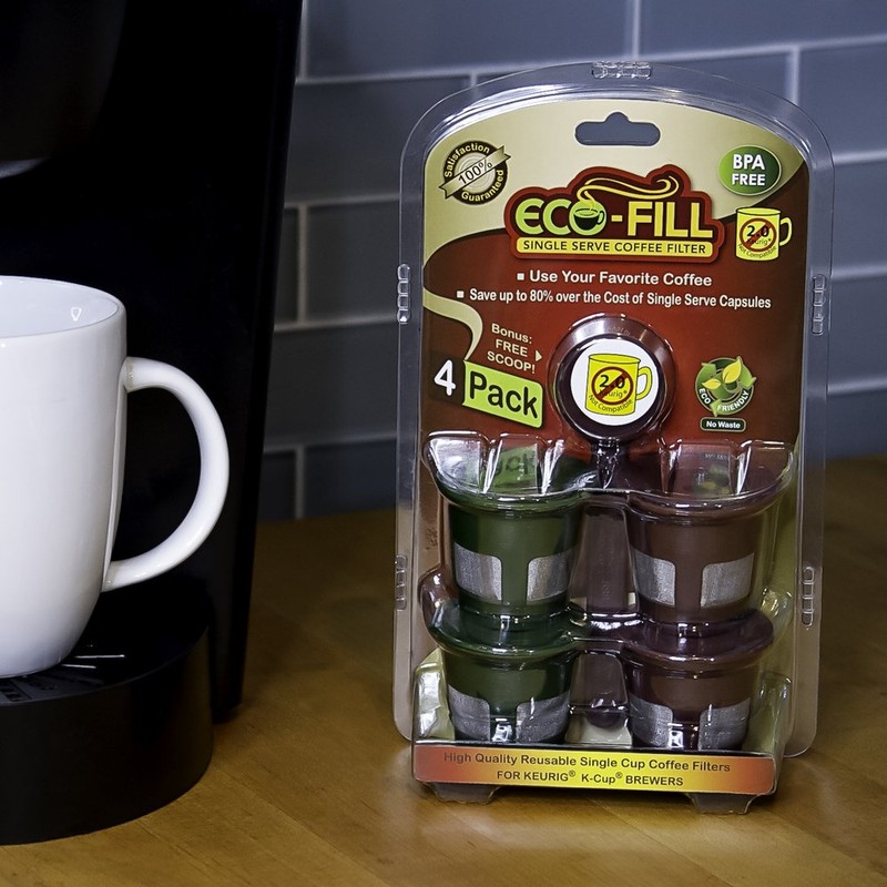 Perfect Pod Eco-Fill 4 Pack Refillable Capsules and Coffee Scoop,