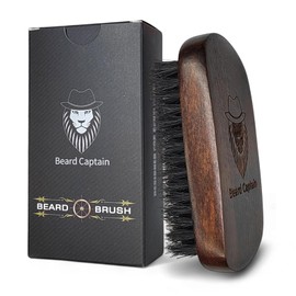 Beard Captain Beard Brush for Men's Grooming - Retro Rectangular Wooden Handle with 100% Boar Bristles Facial Hair & Mustache Cleaning