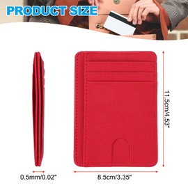 PATIKIL Minimalist Slim Wallet, Leather Front Pocket RFID Blocking Wallet Credit Card Holder Money Clip with ID Window for Men & Women, Red