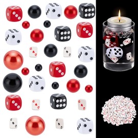 CRAFTYMELODY 320 Pcs Casino Theme Vase Fillers Bead Kits ABS Plastic Imitation Pearl Beads Opaque Acrylic Dice Handmade Polymer Clay Mini Playing Card for Las Vegas Night Birthday Table Centerpieces