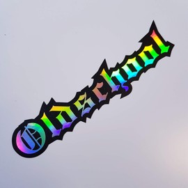 folien-zentrum Oldschool Lettering 13.5 x 3 cm Car Sticker Oilslick Black Colour Changing Rainbow Flip Flop Hologram Metallic Effect JDM Tuning Sticker Decal Fun